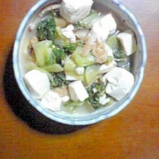 ばぁばの手抜きレシピ★菜っ葉と豆腐の煮浸し